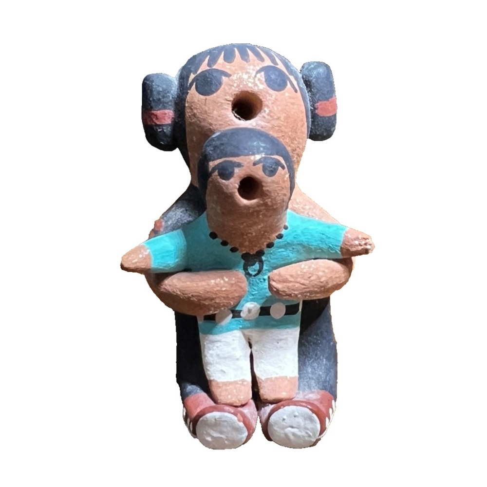 Karen Tenorio Storyteller Signed Native American Clay Pottery Mother 1 Baby